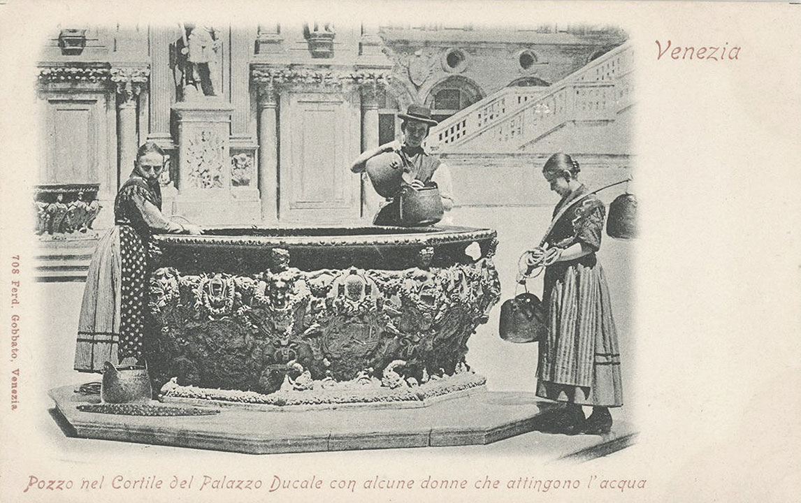 Women drawing water from a well in the courtyard of the Palazzo Ducale, Venice
